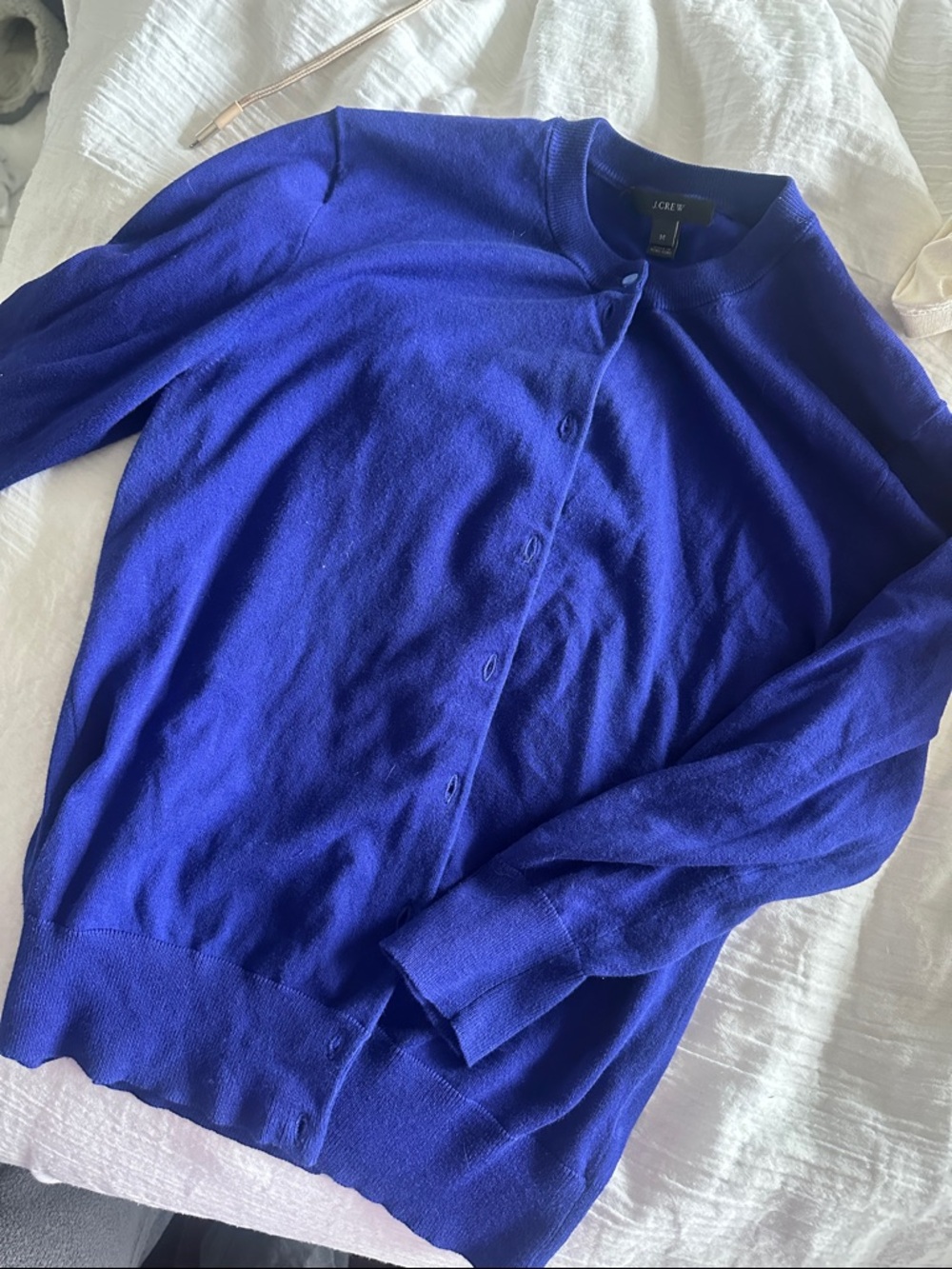 J. Crew Cobalt Blue Crewneck Button Cardigan
